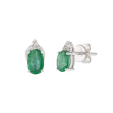 18KT White Gold Emerald And Diamond Earrings