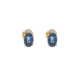 18KT Yellow Gold Blue Sapphire And Diamond Earrings