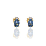 18KT Yellow Gold Blue Sapphire And Diamond Earrings