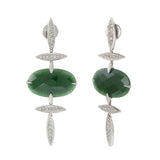 Estate 18KT White Gold Carla Amorim Jade and Diamond Drop Earrings