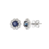 18KT White Gold Blue Sapphire and Diamond Earrings