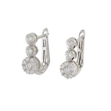 18KT White Gold Graduated Diamond Flower Cluster Huggie Earrings