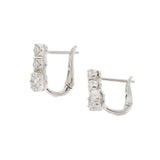 18KT White Gold Graduated Diamond Flower Cluster Huggie Earrings