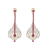 18KT White and Yellow Gold Ruby and Diamond Drop Earrings