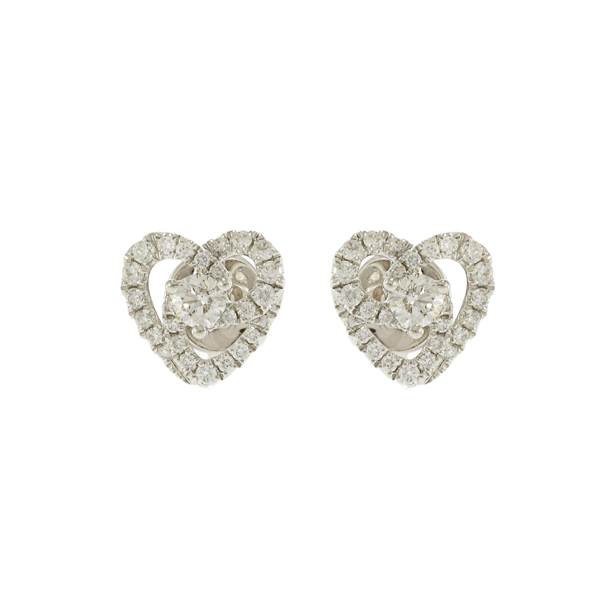 18KT White Gold Heart Shaped Diamond Earrings