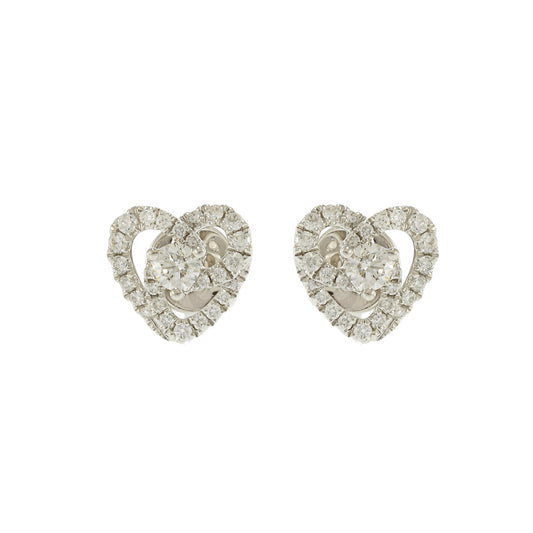 18KT White Gold Heart Shaped Diamond Earrings