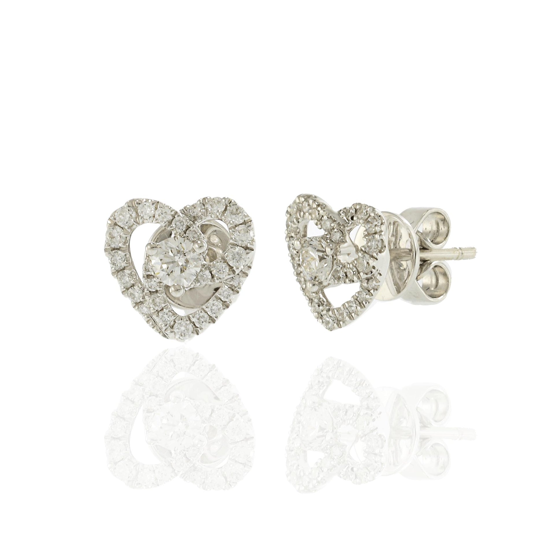 18KT White Gold Heart Shaped Diamond Earrings