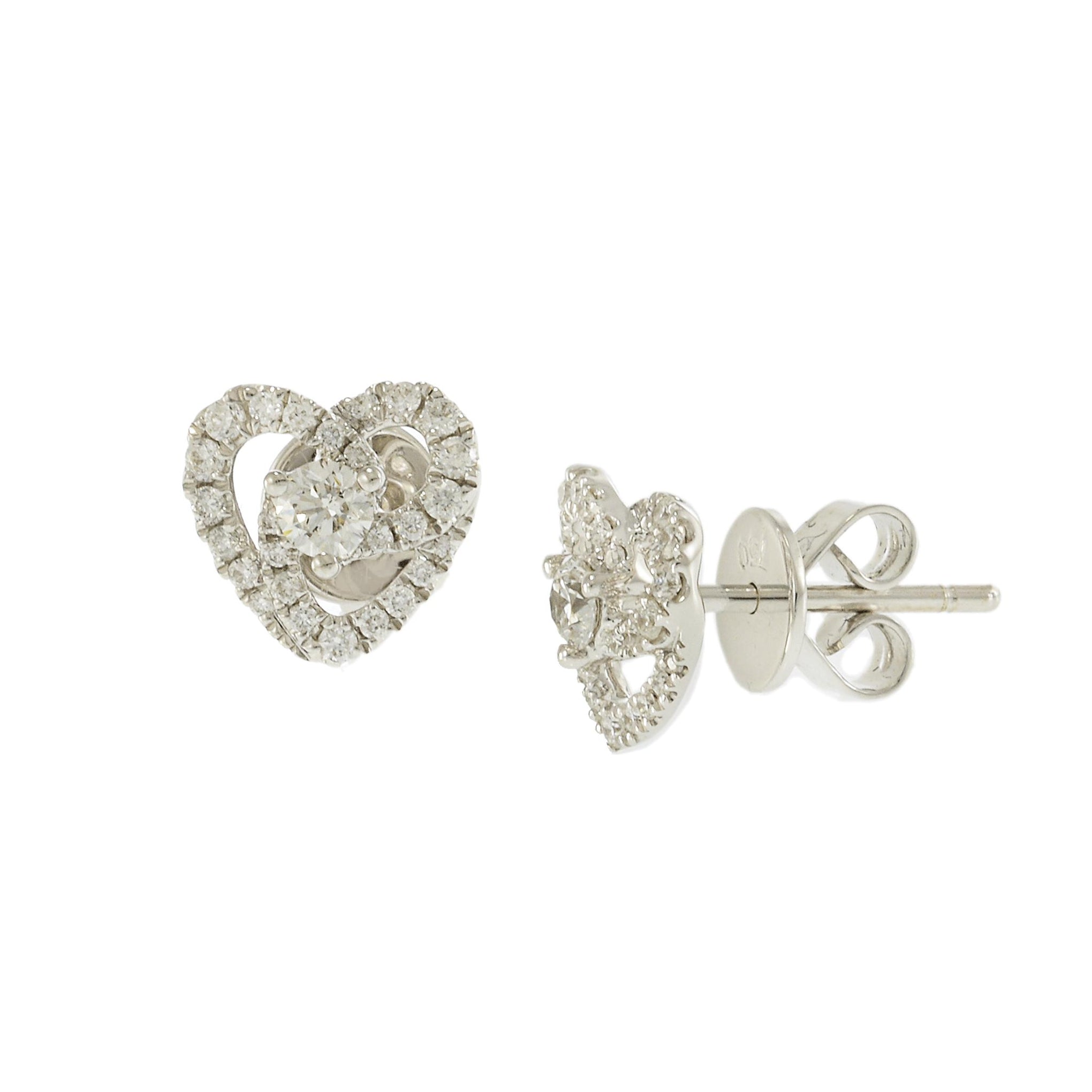 18KT White Gold Heart Shaped Diamond Earrings