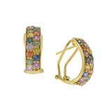 18KT Yellow Gold Multi-Color Sapphire Huggie Earrings