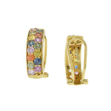 18KT Yellow Gold Multi-Color Sapphire Huggie Earrings