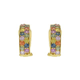 18KT Yellow Gold Multi-Color Sapphire Huggie Earrings