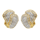 Vintage Retro Period 18KT Yellow Gold Invisible-Set Diamond Earrings