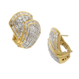 Vintage Retro Period 18KT Yellow Gold Invisible-Set Diamond Earrings