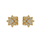 18KT Yellow Gold Diamond Daisy Flower Earrings