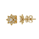 18KT Yellow Gold Diamond Daisy Flower Earrings