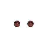 14KT White Gold Round Cut Red Garnet Studs