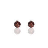 14KT White Gold Round Cut Red Garnet Studs