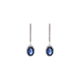 18KT White Gold Diamond And Blue Sapphire Drop Earrings