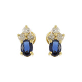 18KT Yellow Gold Blue Sapphire and Diamond Earrings