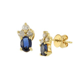 18KT Yellow Gold Blue Sapphire and Diamond Earrings