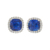 18KT White Gold Ceylon Blue Sapphire & Diamond Earrings – 9.22CTW