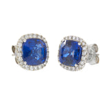 18KT White Gold Ceylon Blue Sapphire & Diamond Earrings – 9.22CTW