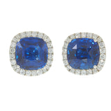 18KT White Gold Ceylon Blue Sapphire & Diamond Earrings – 9.22CTW
