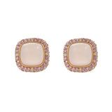 18KT Rose Gold Clip Earrings with Rose Quartz, Pink Sapphire, and Diamond Accents