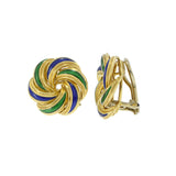 VINTAGE 1970'S 18KT YELLOW GOLD ITALIAN ENAMEL EARRINGS