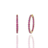 18KT Yellow Gold Ruby Hoop Earrings