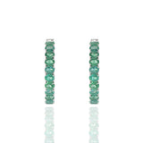 18KT White Gold Emerald Round Hoop Earrings