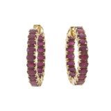 18KT Yellow Gold Oval Ruby Hoop Earrings – 7.93CT-TW