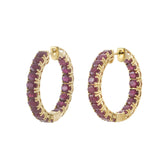 18KT Yellow Gold Oval Ruby Hoop Earrings – 7.93CT-TW