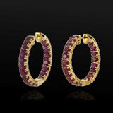 18KT Yellow Gold Oval Ruby Hoop Earrings – 7.93CT-TW