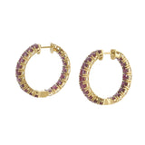 18KT Yellow Gold Oval Ruby Hoop Earrings – 7.93CT-TW