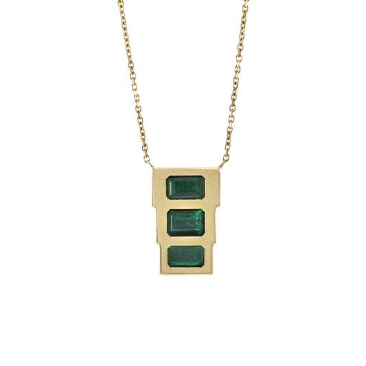 18KT Yellow Gold 1.50CT Emerald Necklace