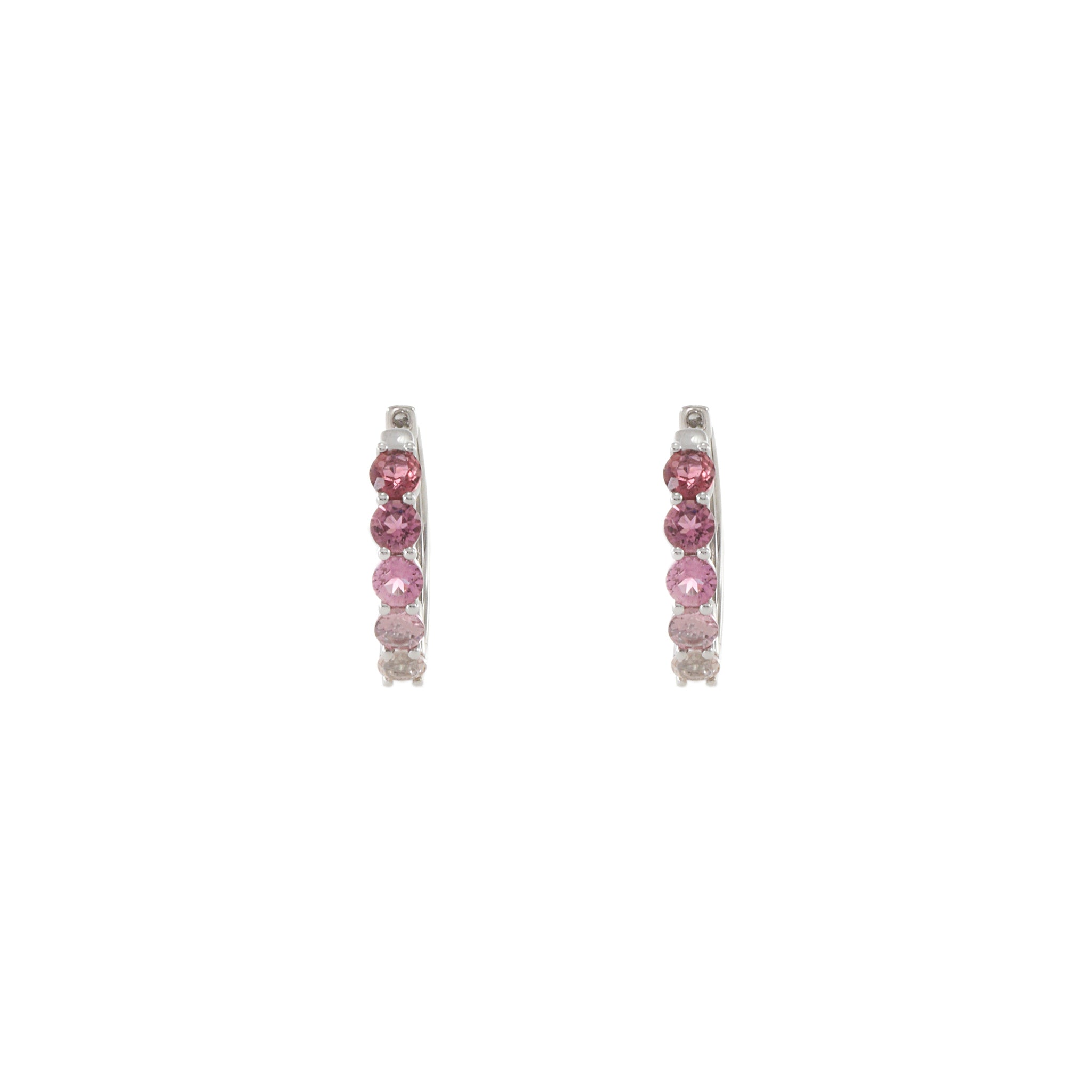 14KT White Gold Multi Color Pink Hoop Earrings