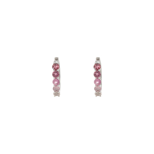 14KT White Gold Multi Color Pink Hoop Earrings