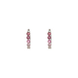 14KT White Gold Multi Color Pink Hoop Earrings