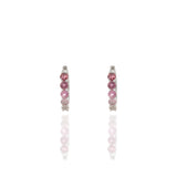 14KT White Gold Multi Color Pink Hoop Earrings