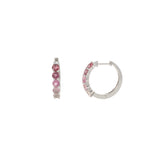 14KT White Gold Multi Color Pink Hoop Earrings