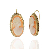 Antique Victorian Era 14KT Yellow Gold Portrait Cameo Earrings