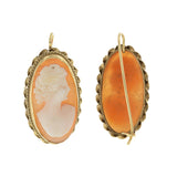 Antique Victorian Era 14KT Yellow Gold Portrait Cameo Earrings