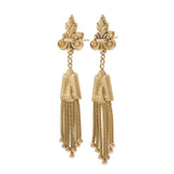 Victorian Era Fleur-de-Lis Tassel Earrings in 14KT Yellow Gold