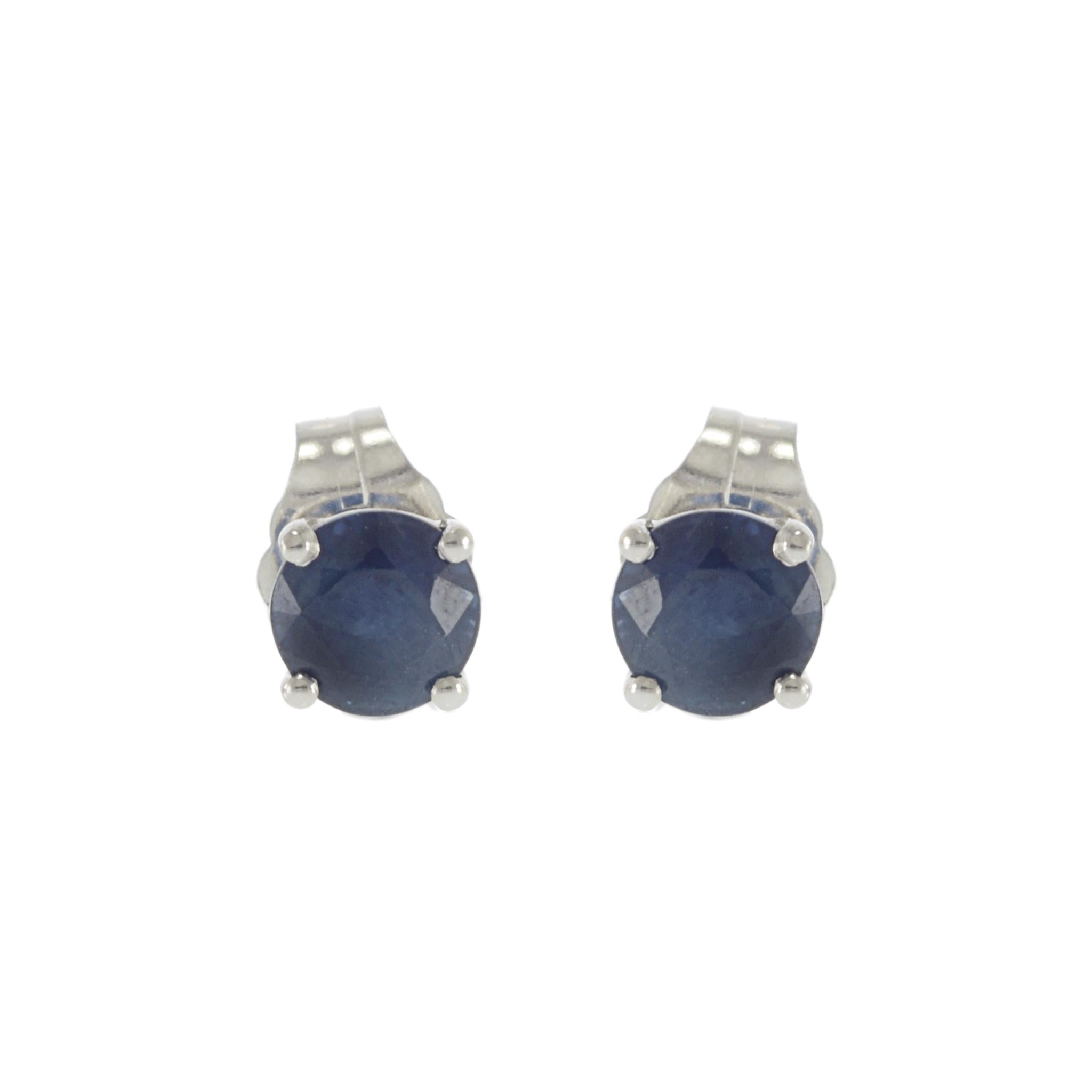 14KT White Gold Blue Sapphire Stud Earrings