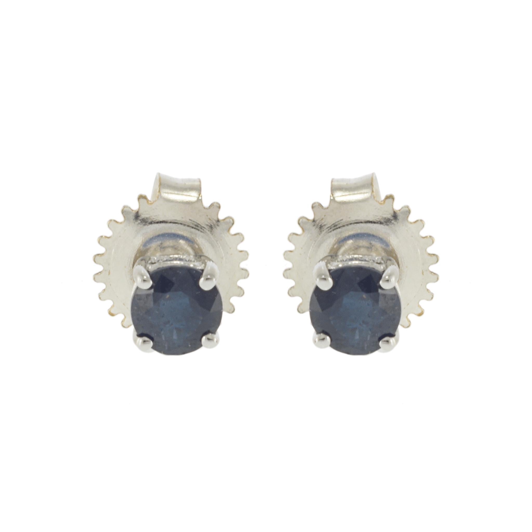 14KT White Gold Blue Sapphire Stud Earrings