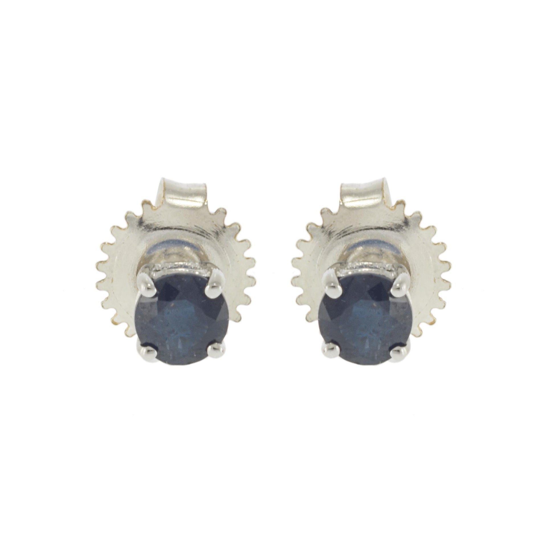 14KT White Gold Blue Sapphire Stud Earrings