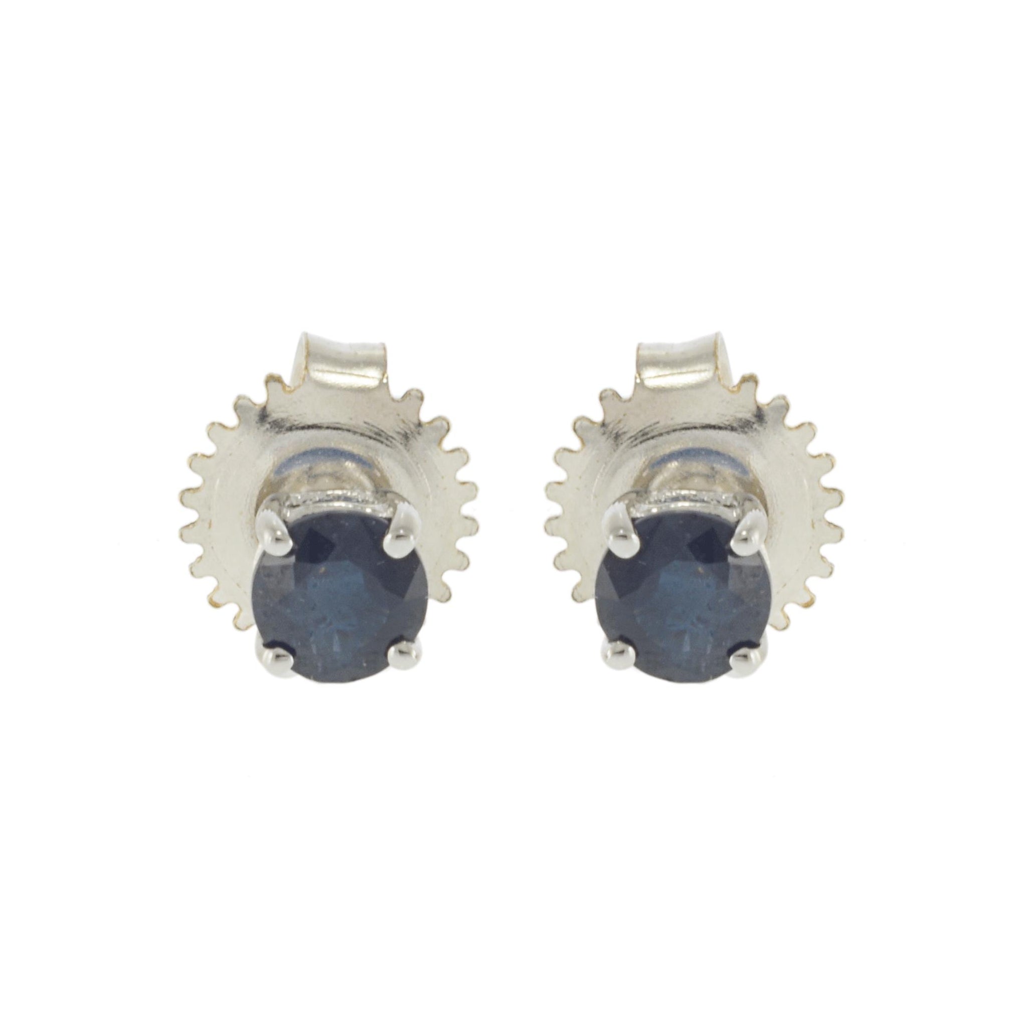 14KT White Gold Blue Sapphire Stud Earrings