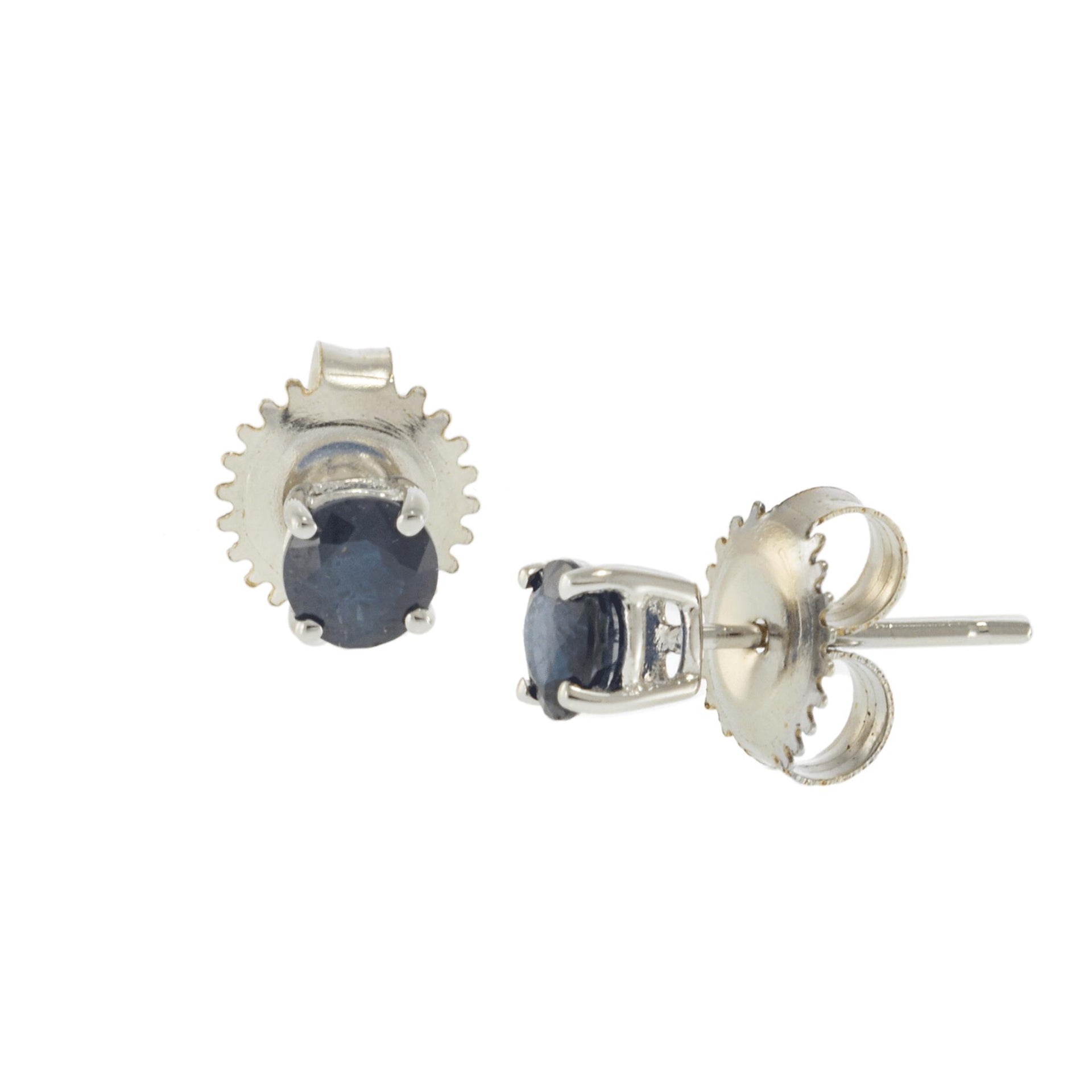 14KT White Gold Blue Sapphire Stud Earrings