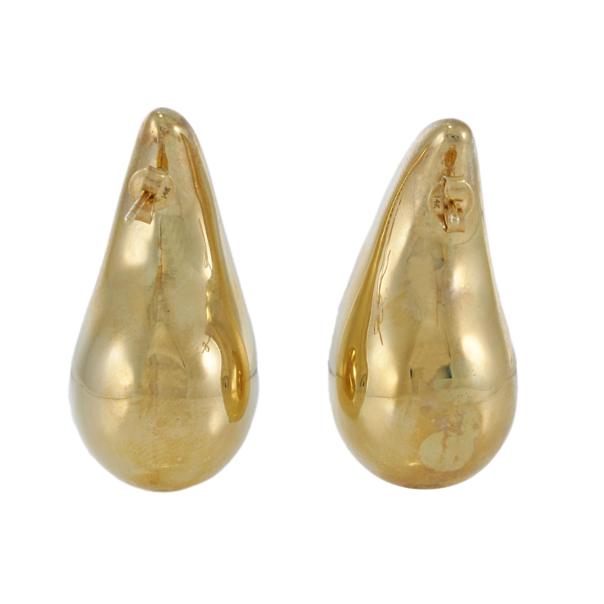 14KT Yellow Gold Large Teardrop Drop Earrings